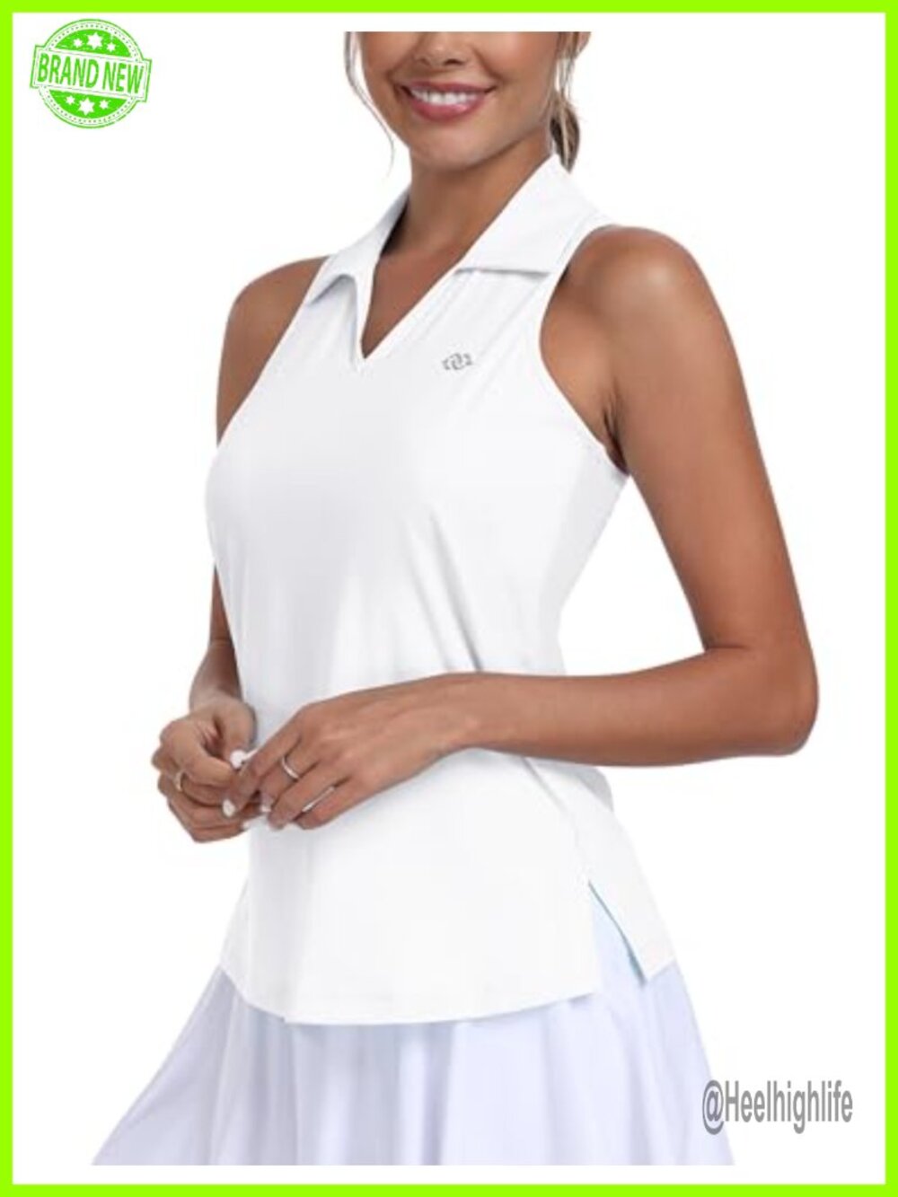 Women's Sleeveless Polo Tank Top Racerback Golf Tennis Athletic Shirt UPF 50+ - Picture 2 of 7